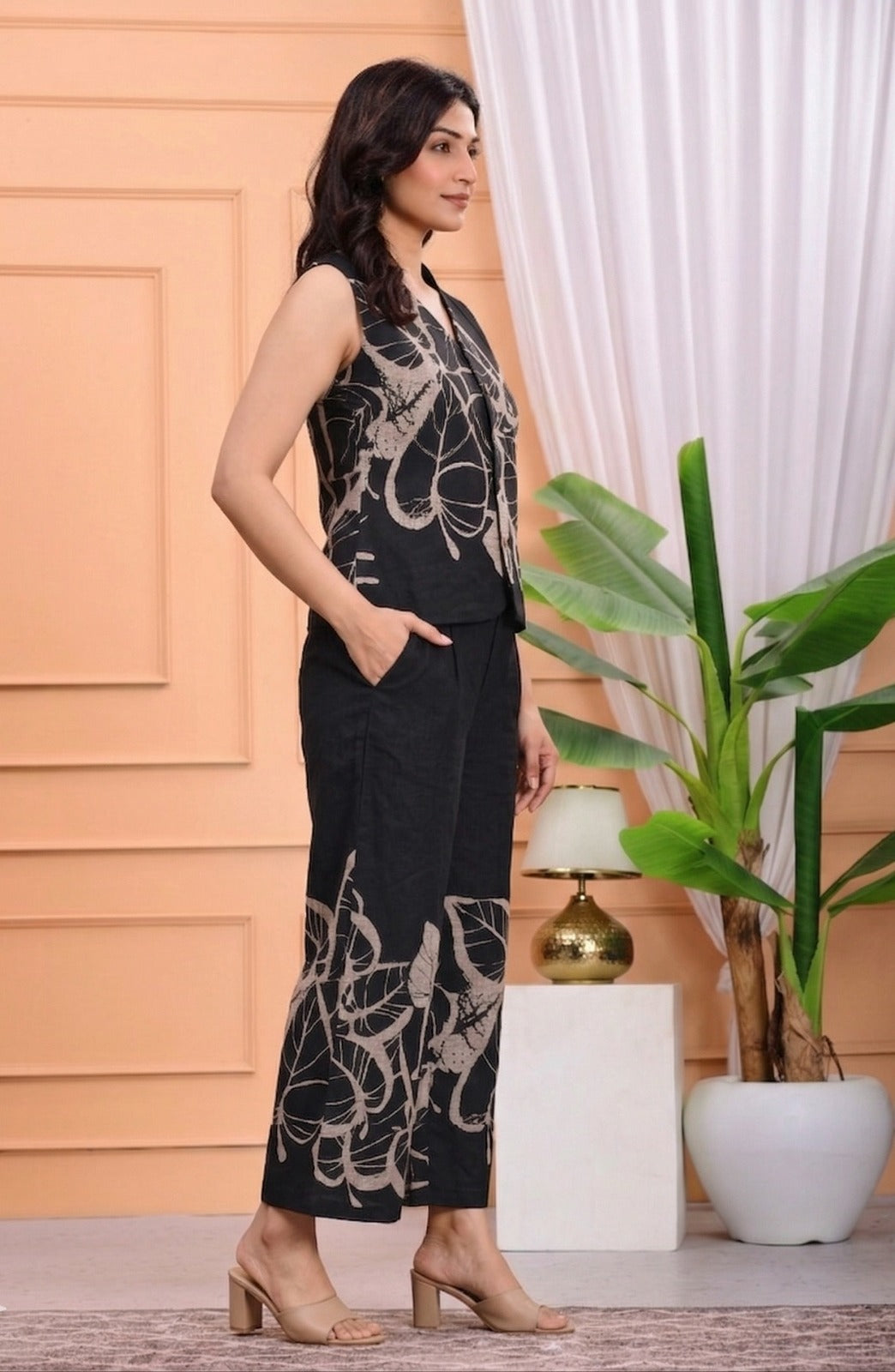 Pure Cotton Palazzo Co-ord Set| Wine