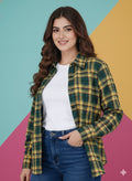 Cotton Formal Shirts for Women | Yellow Checked