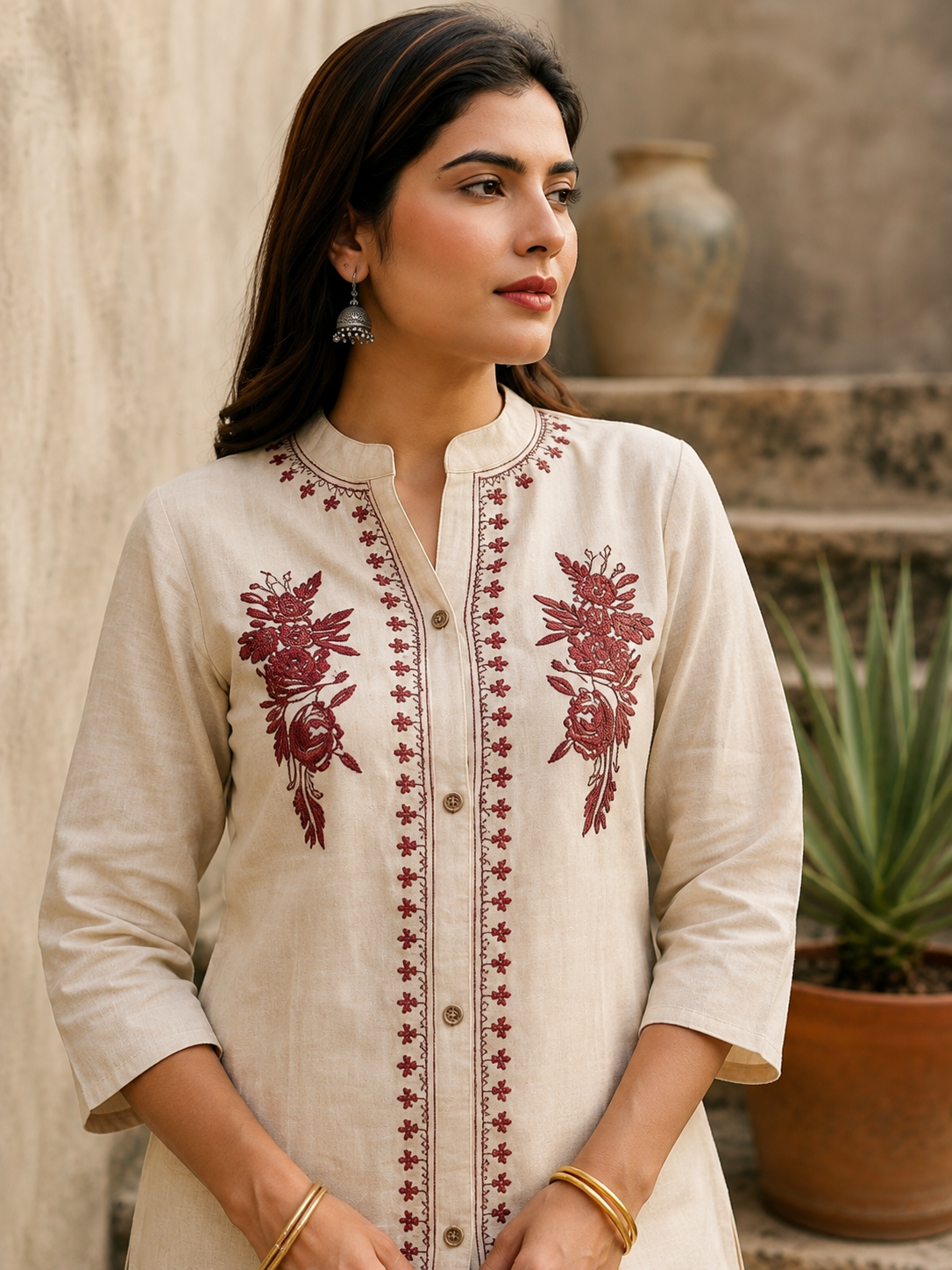 Women’s Cotton Flex Embroidered Co-Ord Set
