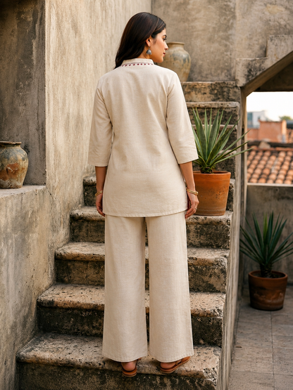 Women’s Cotton Flex Embroidered Co-Ord Set