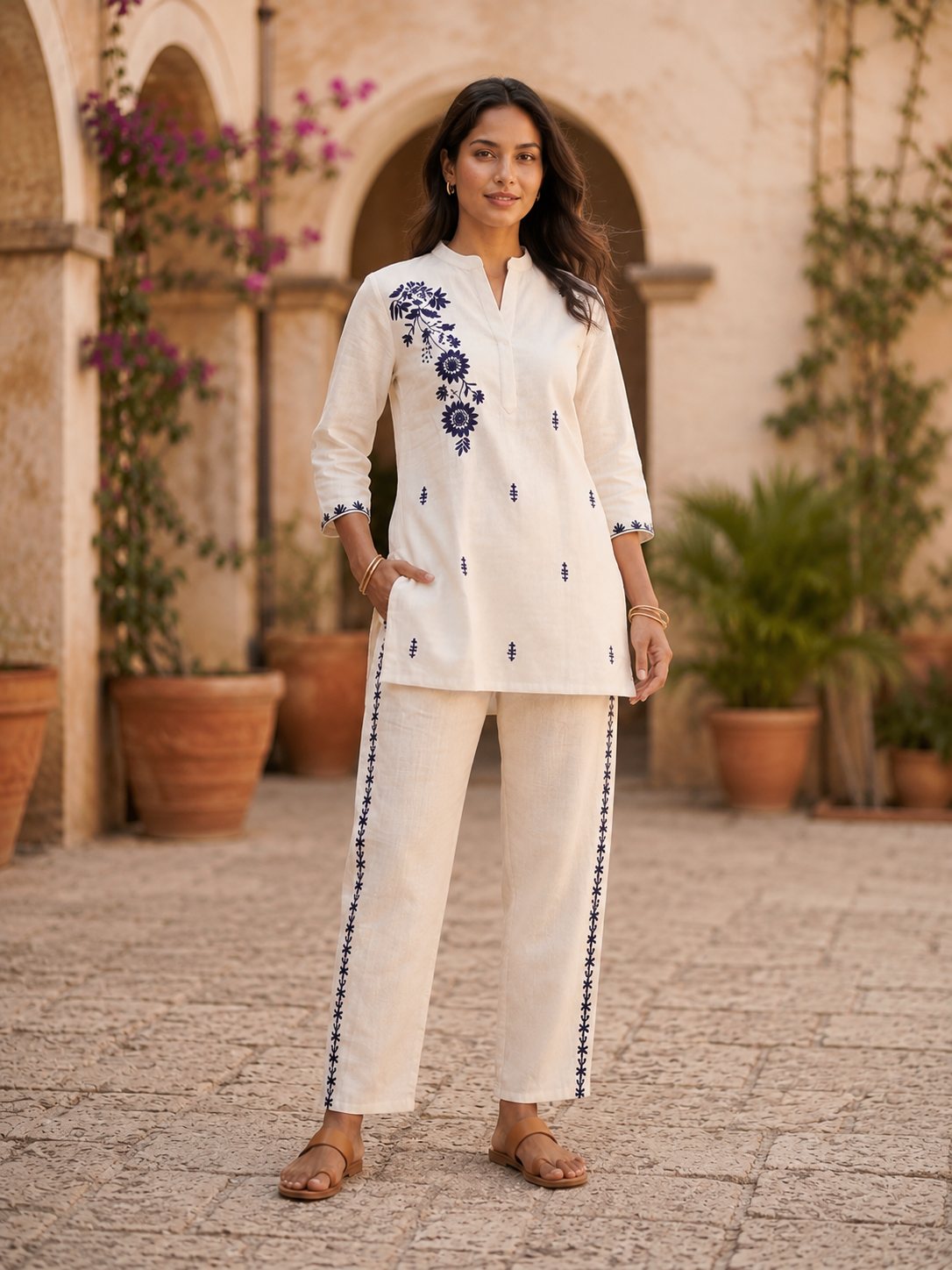 Elegant Cotton Flex Embroidered Co-Ord Set for Women