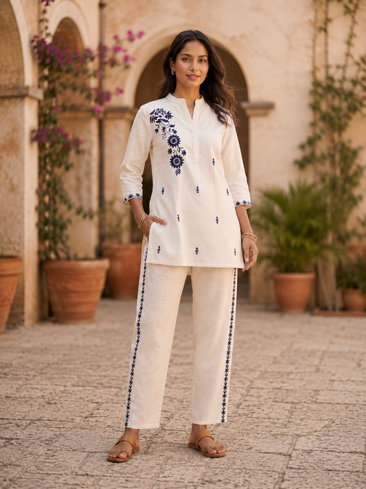 Elegant Cotton Flex Embroidered Co-Ord Set for Women