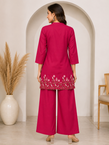 Pure Cotton Embroidered Co-Ord Set for Women