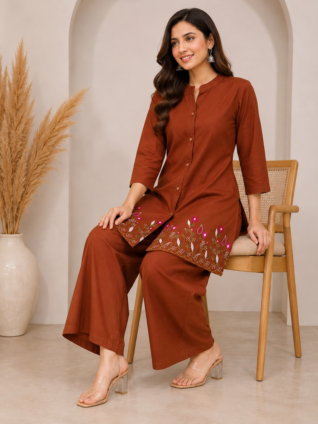Pure Cotton Embroidered Co-Ord Set for Women