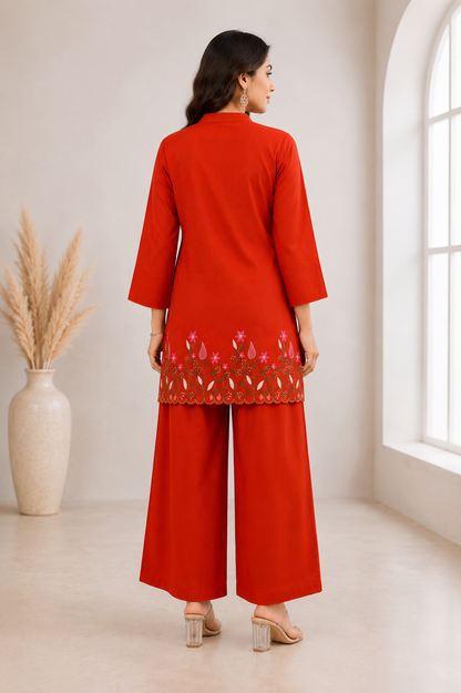 Pure Cotton Embroidered Co-Ord Set for Women