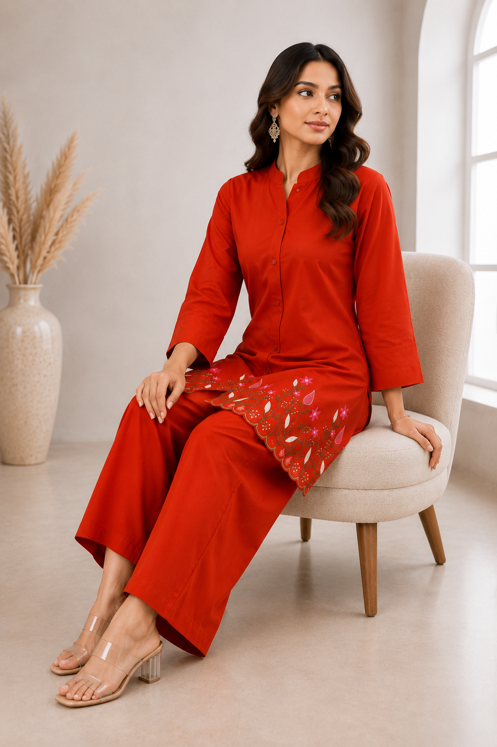 Pure Cotton Embroidered Co-Ord Set for Women