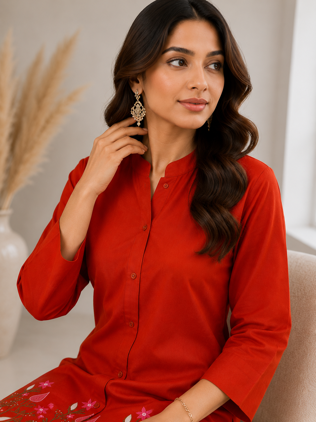 Pure Cotton Embroidered Co-Ord Set for Women