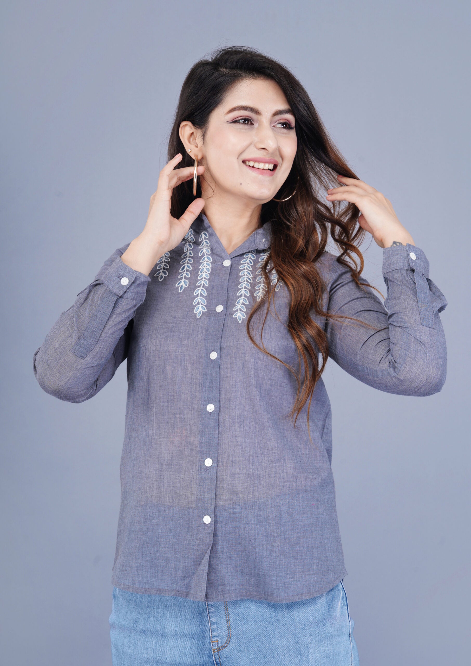 Cotton Formal Shirts for Women | Grey