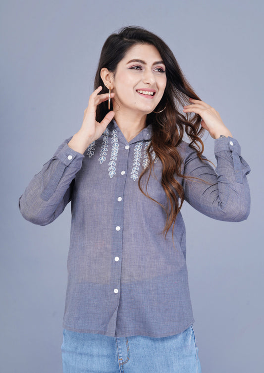 Cotton Formal Shirts for Women | Grey