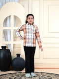Kids Dress for Girls | Checked Cotton Shirts for Girls - Orange