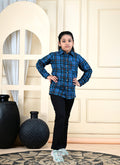 Kids Dress for Girls | Checked Cotton Shirts for Girls - Dark Blue