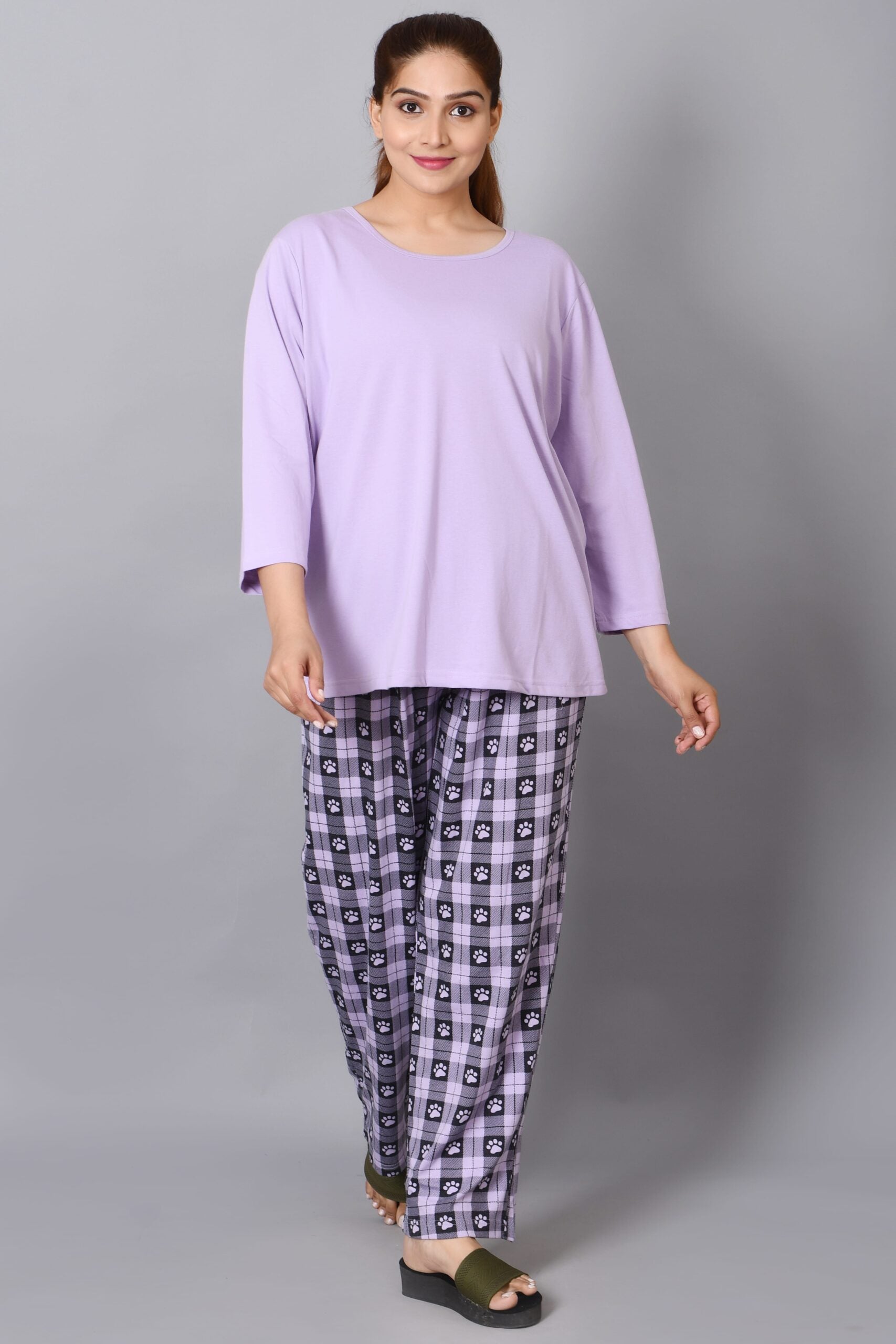 Cotton Night Suit for Women - Lavender