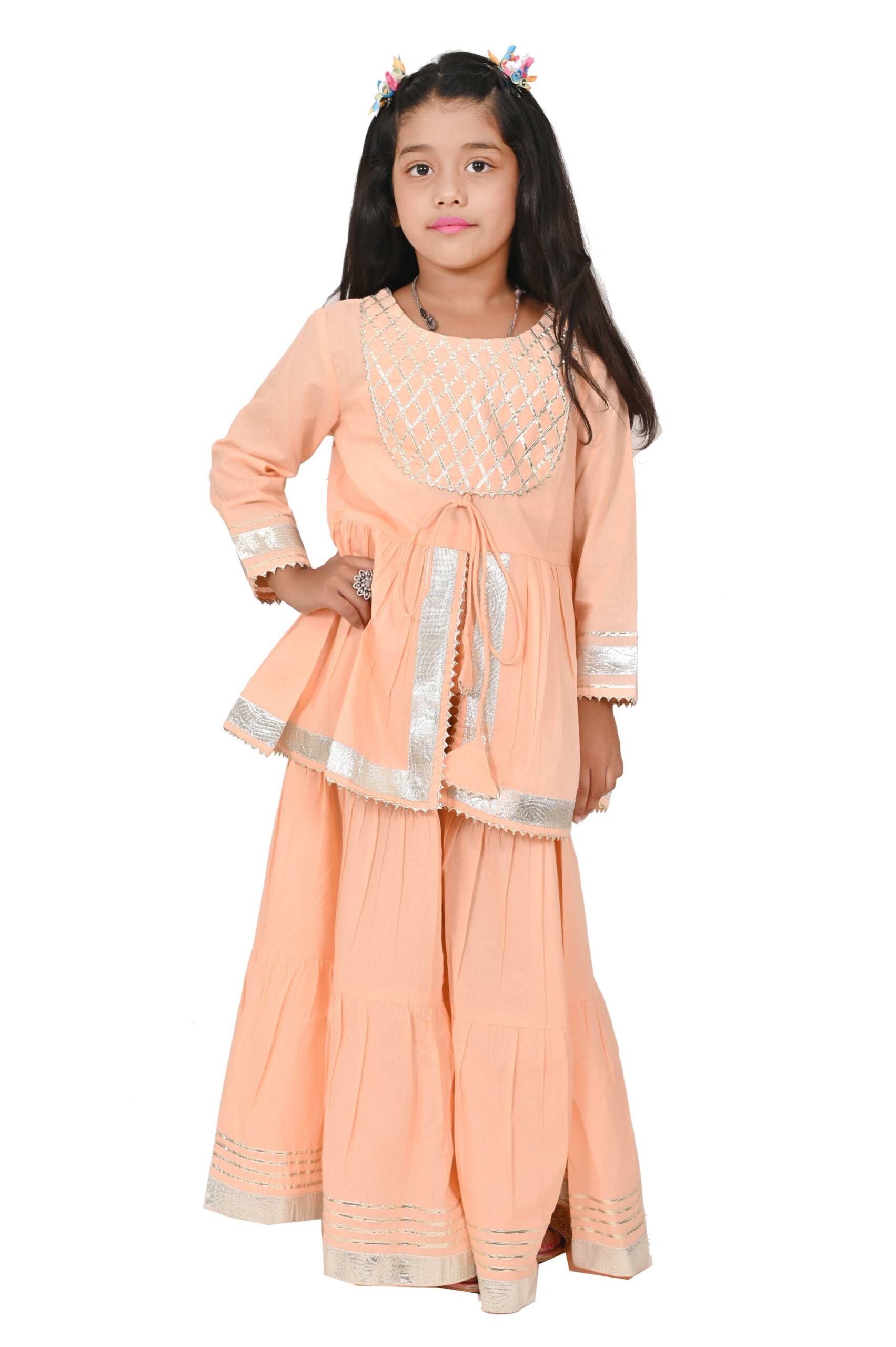 Traditional Dress for Girls - Rayon Peach
