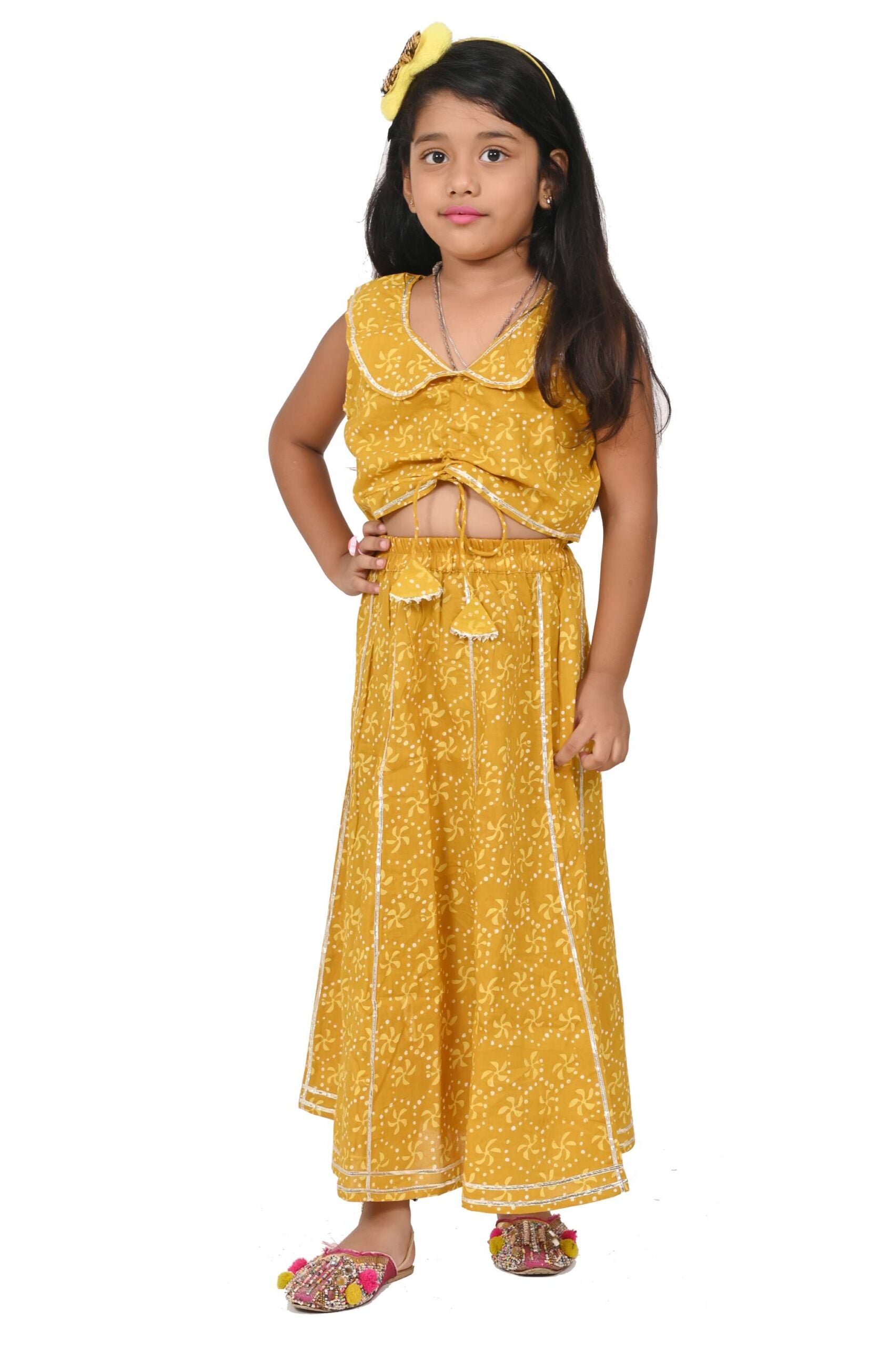 Lehnga Choli Traditional Dress for Girls - Cotton Yellow