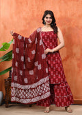 Sleeveless Sharara Set for Women | Maroon
