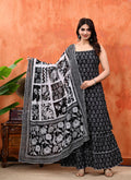 Sleeveless Sharara Set for Women | Black Leaf