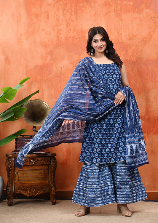 Sleeveless Sharara Set for Women | Blue