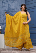 Sleeveless Anarkali Kurta Set for Women | Yellow