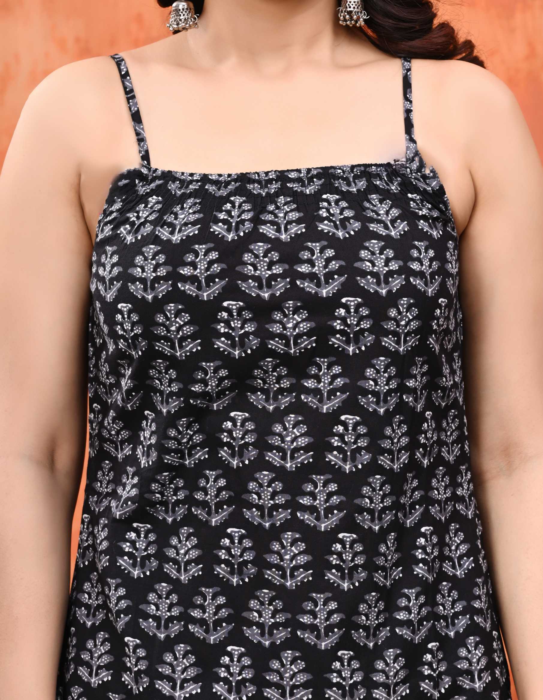 Sleeveless Sharara Set for Women | Black Leaf