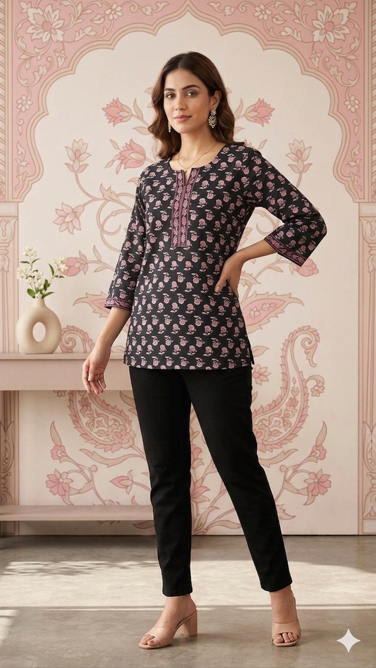 Printed Floral Print Cotton Top