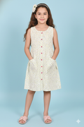 Kids Cotton Long Frocks for Kids Girls | Printed Green