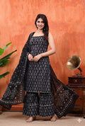 Sleeveless Sharara Set for Women | Black Leaf