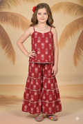 Traditional Dress for Girls - Cotton Maroon