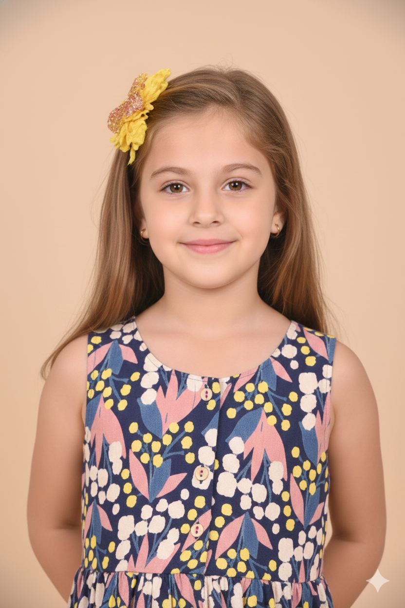 Cotton Long Frocks for Kids Girls | Yellow Dot