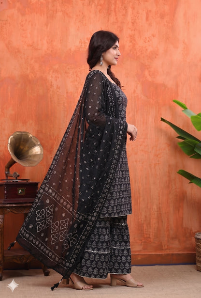 Sleeveless Sharara Set for Women | Black Leaf