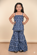 Traditional Dress for Girls - Cotton Blue