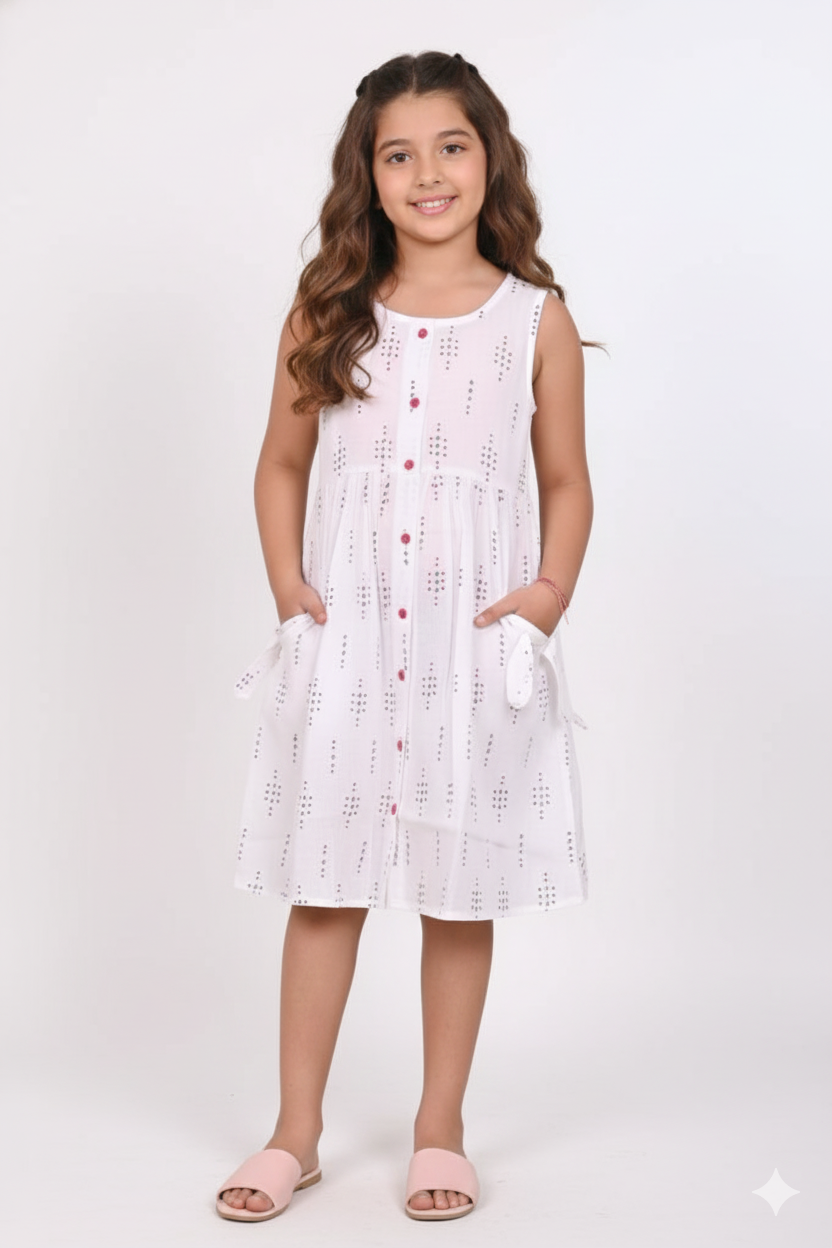 Kids Cotton Long Frocks for Kids Girls | Dot Pattern