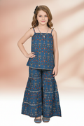 Traditional Dress for Girls - Cotton Teal Blue