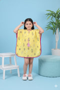 Kids Printed Kaftan Kurti Kids Dress for Girls - Cotton Yellow