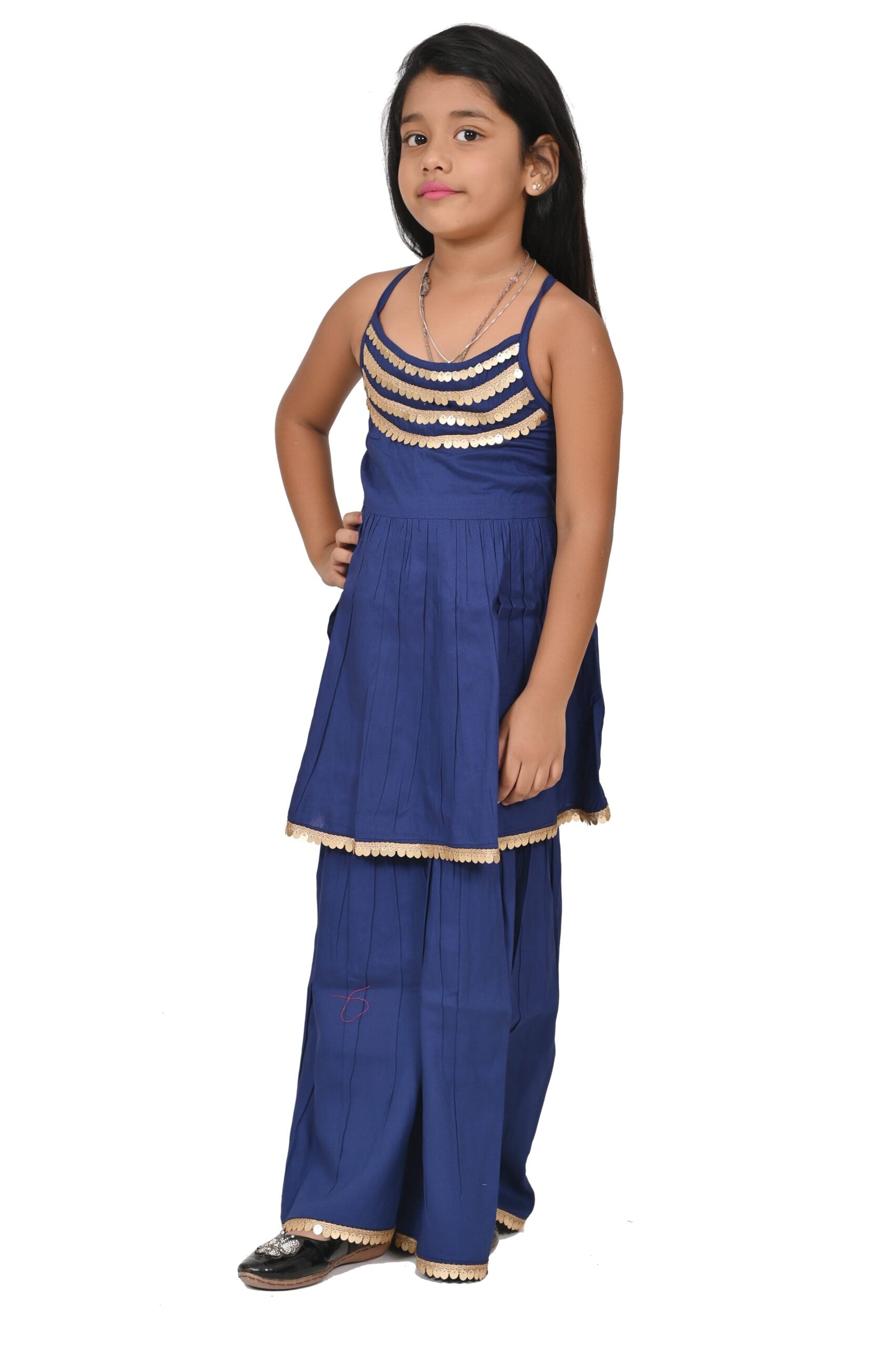 Traditional Dress for Girls - Rayon Blue