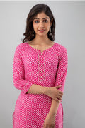 Cotton Rajasthani Leheriya Kurti | Pink