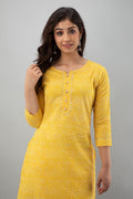 Cotton Rajasthani Leheriya Kurti | Yellow