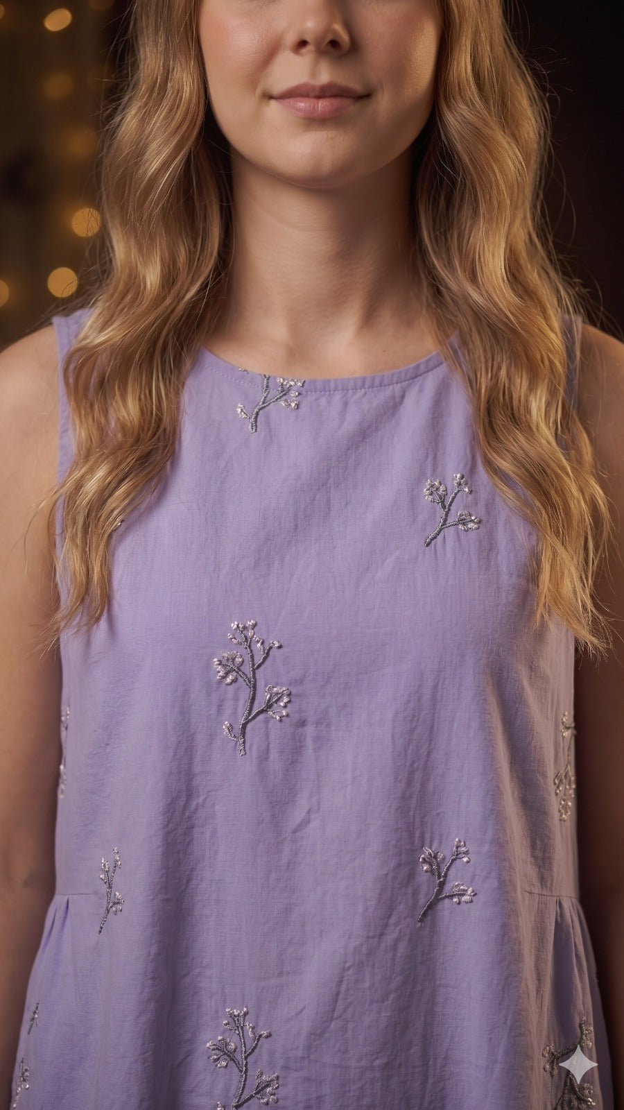 Floral Embroidered A-Line Dress ( FREE SIZE)