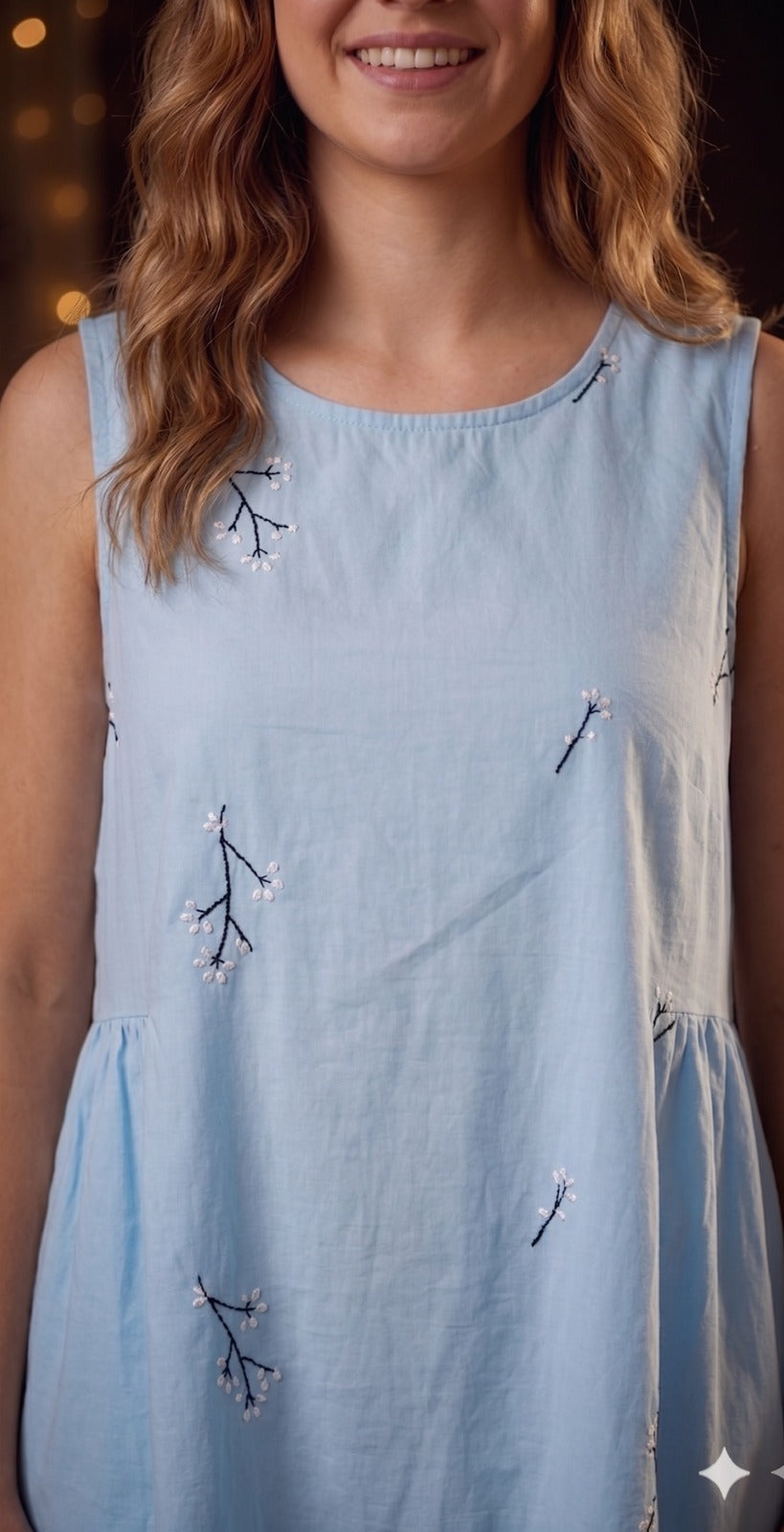 Floral Embroidered A-Line Dress ( FREE SIZE)