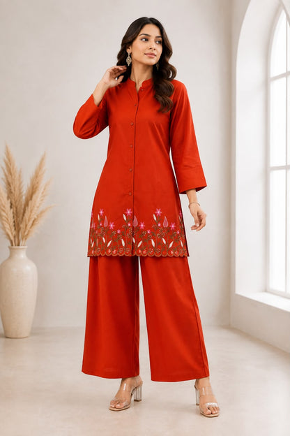 Pure Cotton Embroidered Co-Ord Set for Women
