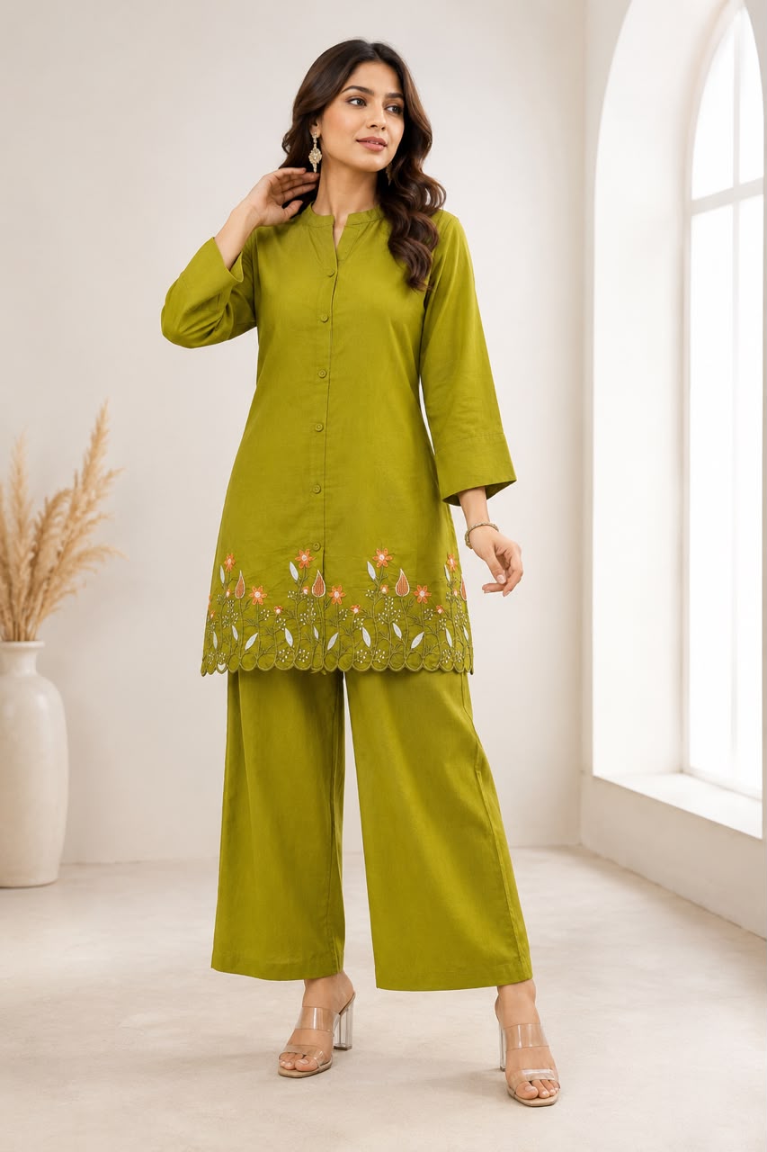 Pure Cotton Embroidered Co-Ord Set for Women