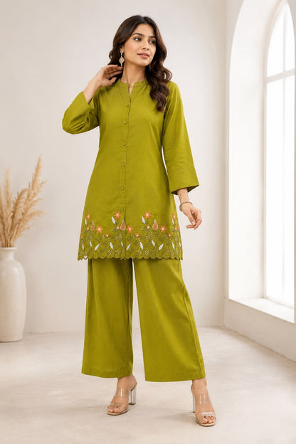 Pure Cotton Embroidered Co-Ord Set for Women
