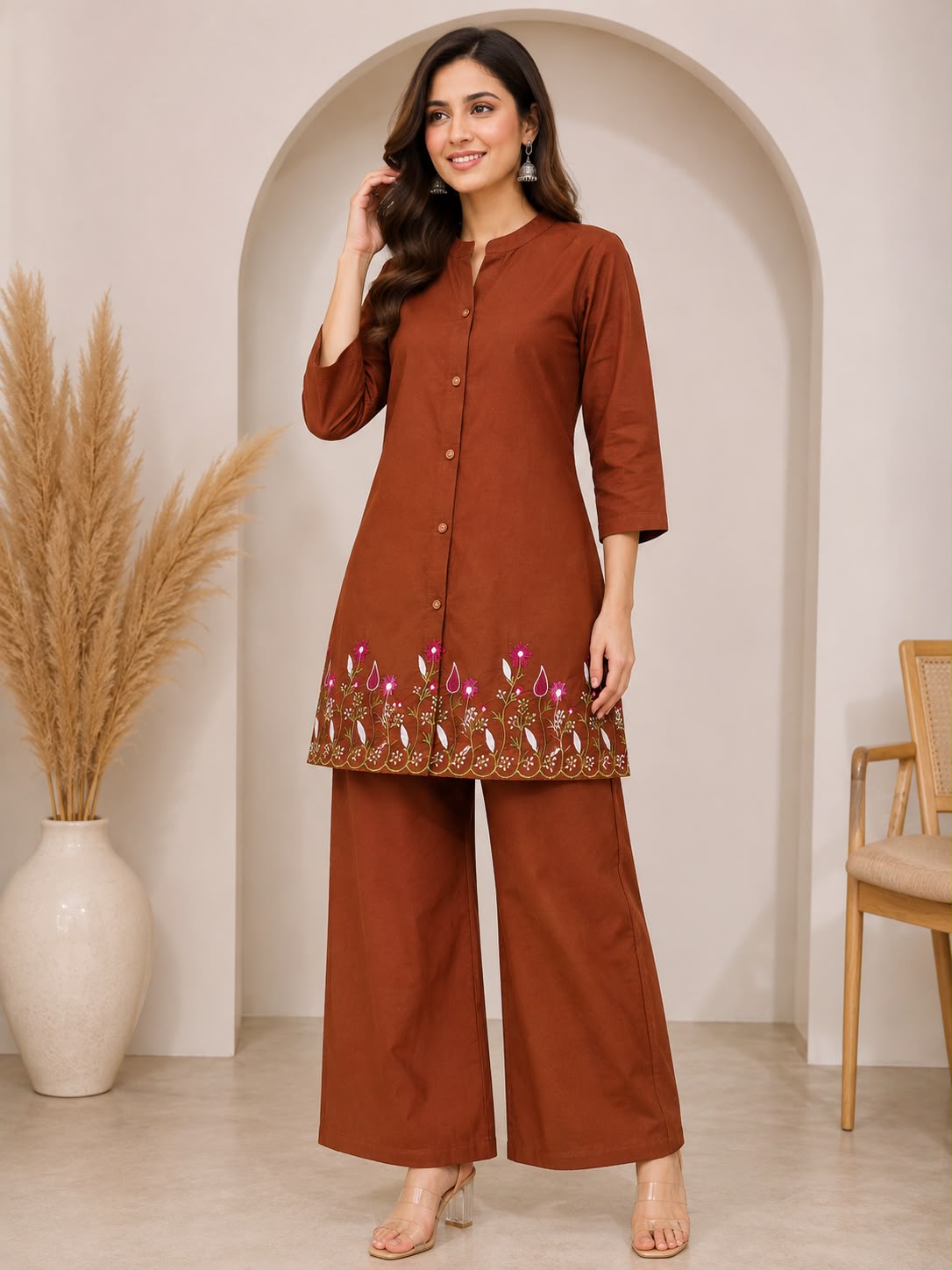 Pure Cotton Embroidered Co-Ord Set for Women
