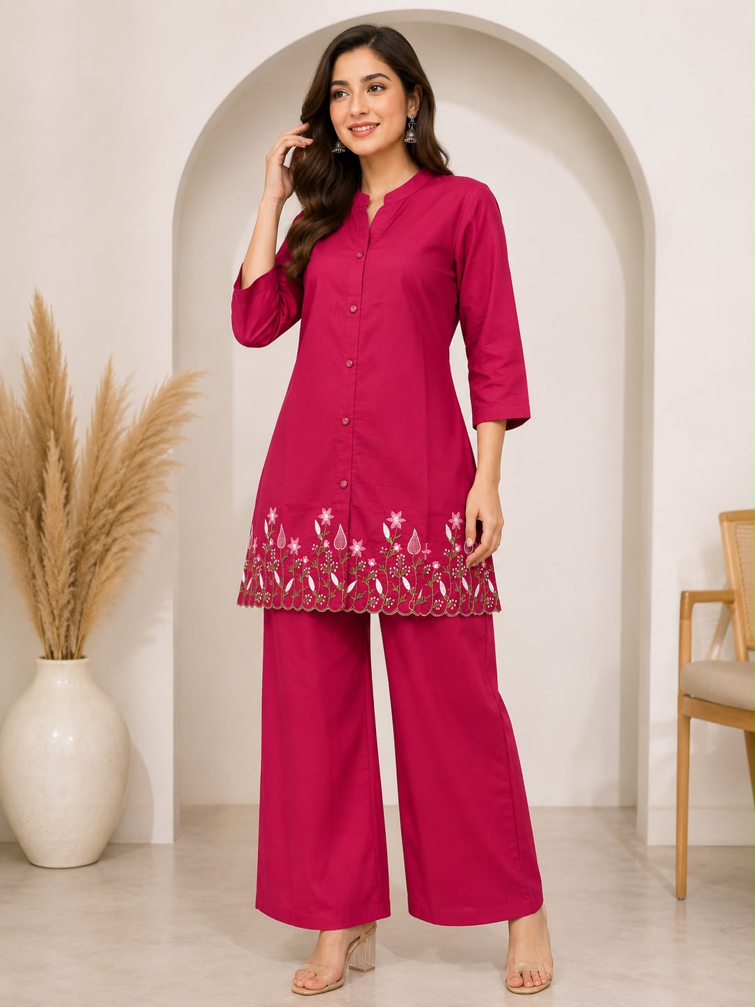 Pure Cotton Embroidered Co-Ord Set for Women