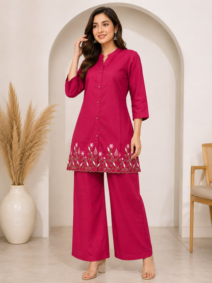 Pure Cotton Embroidered Co-Ord Set for Women