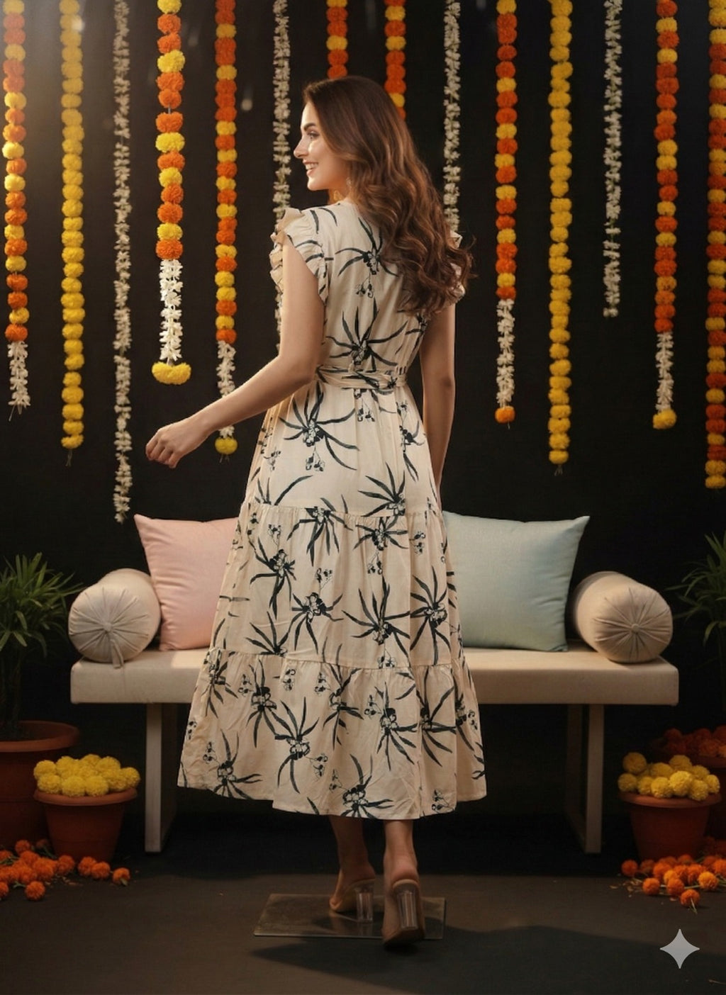 Floral Print Midi Dress for women | CLOTH BITES