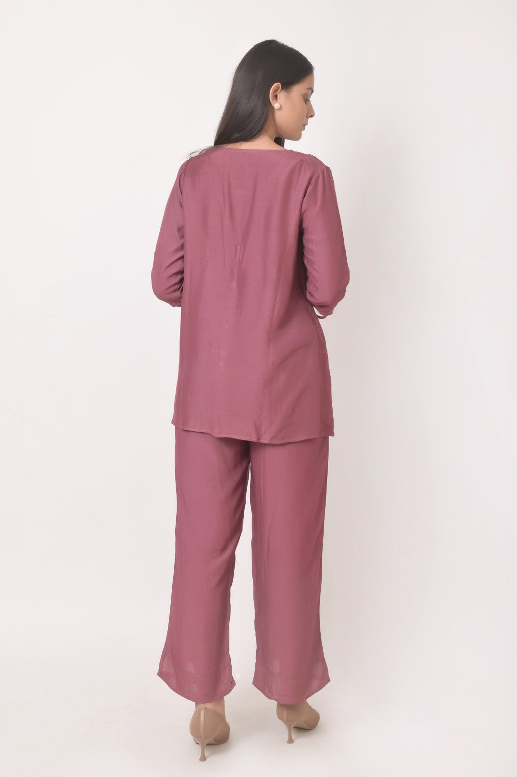 Dusty Rose Embroidered Co-Ord Set for Women | Cloth Bites