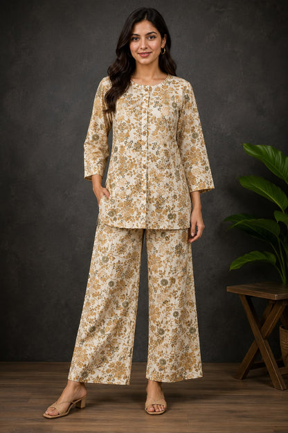 Pure Cotton Floral Printed Co-Ord Set