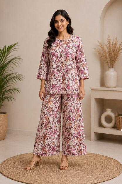 Pure Cotton Floral Printed Co-Ord Set