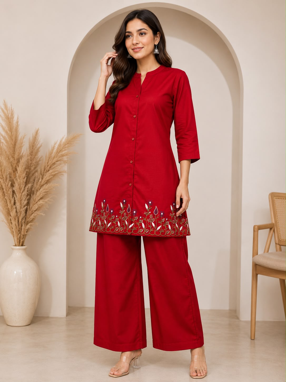 Pure Cotton Embroidered Co-Ord Set for Women
