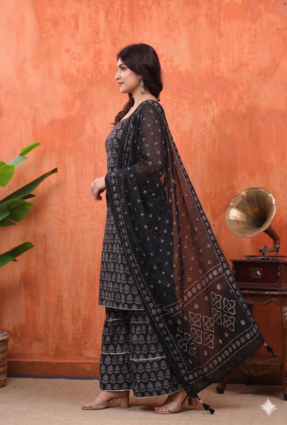 Cloth Bites Pure Cotton Woman 3 Piece Sharara Set | Blue